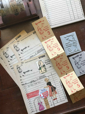 'Milk Girl' Vintage Grocer Receipt Note Pad (ビンテージ・スタイルミルクガールグロー サー牛乳食料品店のメモ帳)from micmoc.com