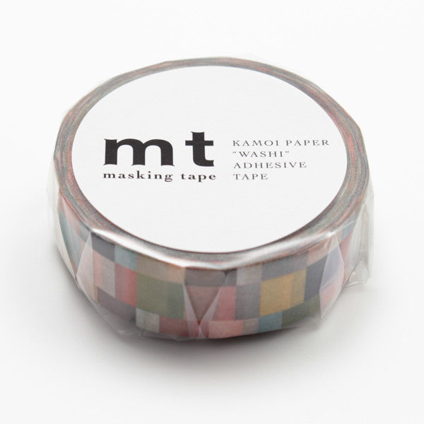 MT Washi Tape - Rainbow Mosaic On Grey