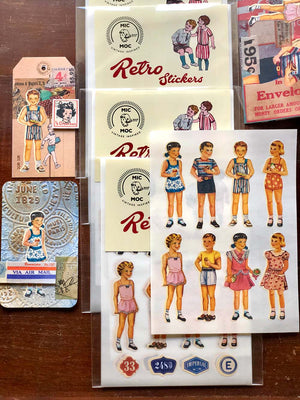 'Mail A Paper Doll' A6 Retro Stickers  紙人形粘着シール紙 by Mic Moc from micmoc.com at Mic Moc Curated Emporium