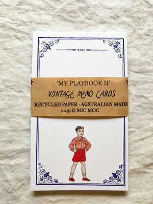Vintage Memo Card  - VMC 002 'My Play Book II'  Vintage Boy from Mic Moc at micmoc.com