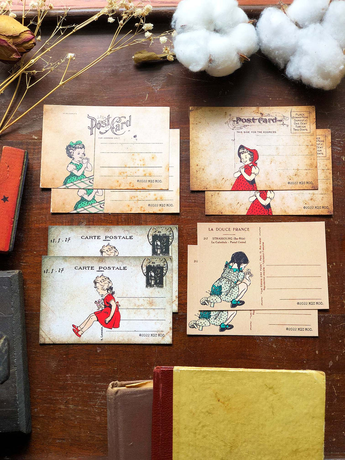 Mini Postcard/Journal Card Set  - JC010 'Petite Carte Postale Retro' (可愛い小さいはがき) from micmoc.com at Mic Moc 