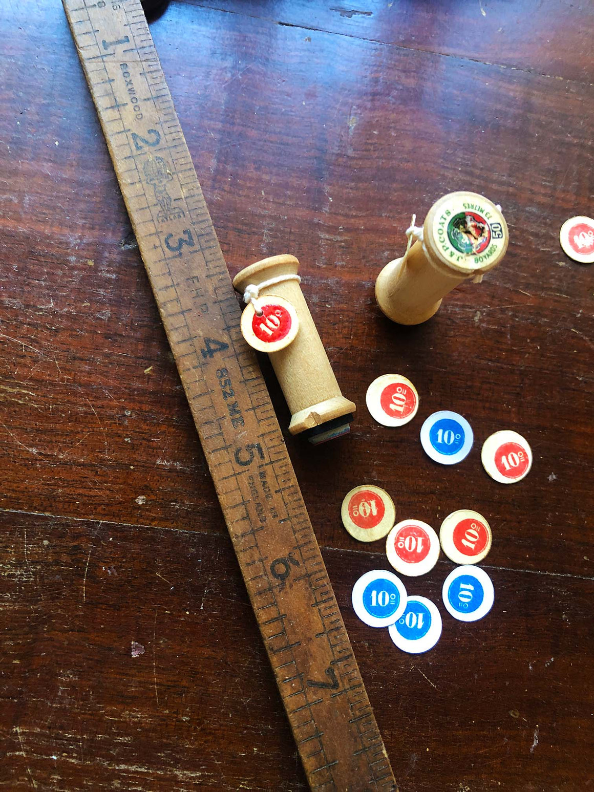 Vintage French Mini Round Label '10' Wood Rubber Stamp by Mic Moc from micmoc.com