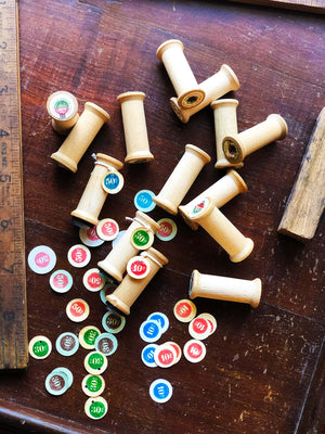 Vintage French Mini Round Label '30' Wood Rubber Stamp by Mic Moc from micmoc.com