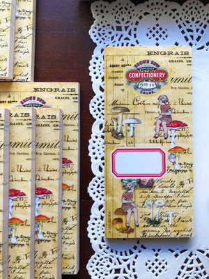 'Toadstool Mushroom' Collage Note Pad by Mic Moc from micmoc.com