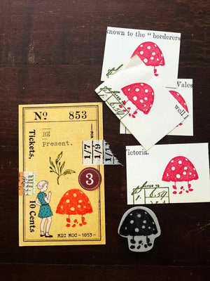 'Mushroom - Polka Dot' Rubber Stamp by Mic Moc - (水玉模様のキノコ) from micmoc.com