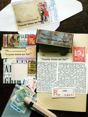 'Oh surprise letters are fun' (サプライズレターは楽しい) Wood Rubber Stamp by Mic Moc from micmoc.com