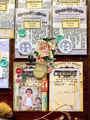 Collage Cards (8 Pk)'Paper De Paris' (はがき品質のコラージュカード)from micmoc.com at Mic Moc 