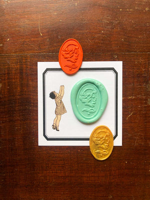 vintage wax seals 封印 vintage-inspired wax seal of portrait girl from micmoc.com from Mic Moc 