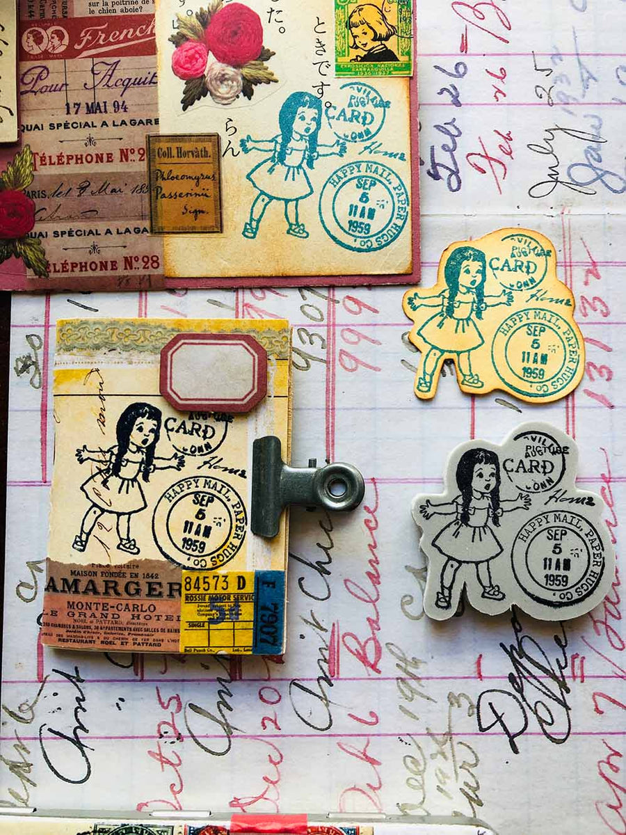 Postmarked With Paper Hugs Rubber Stamp by Mic Moc (消印紙の抱擁)from micmoc.com 