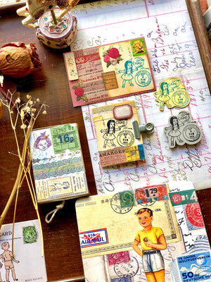Postmarked With Paper Hugs Rubber Stamp by Mic Moc (消印紙の抱擁)