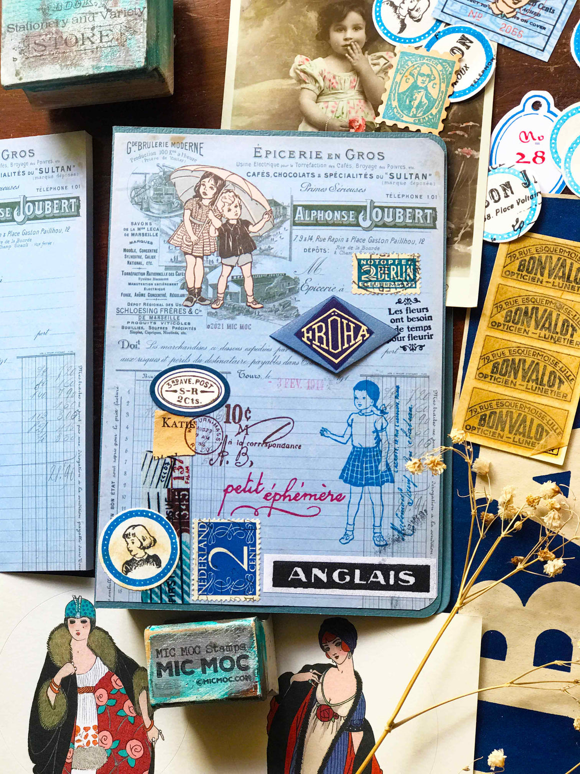 Vintage French Receipt Replica Note Pad 'Rain Rain Go Away' - by Mic Moc (アンティーク風フレンチレシートメモ帳)