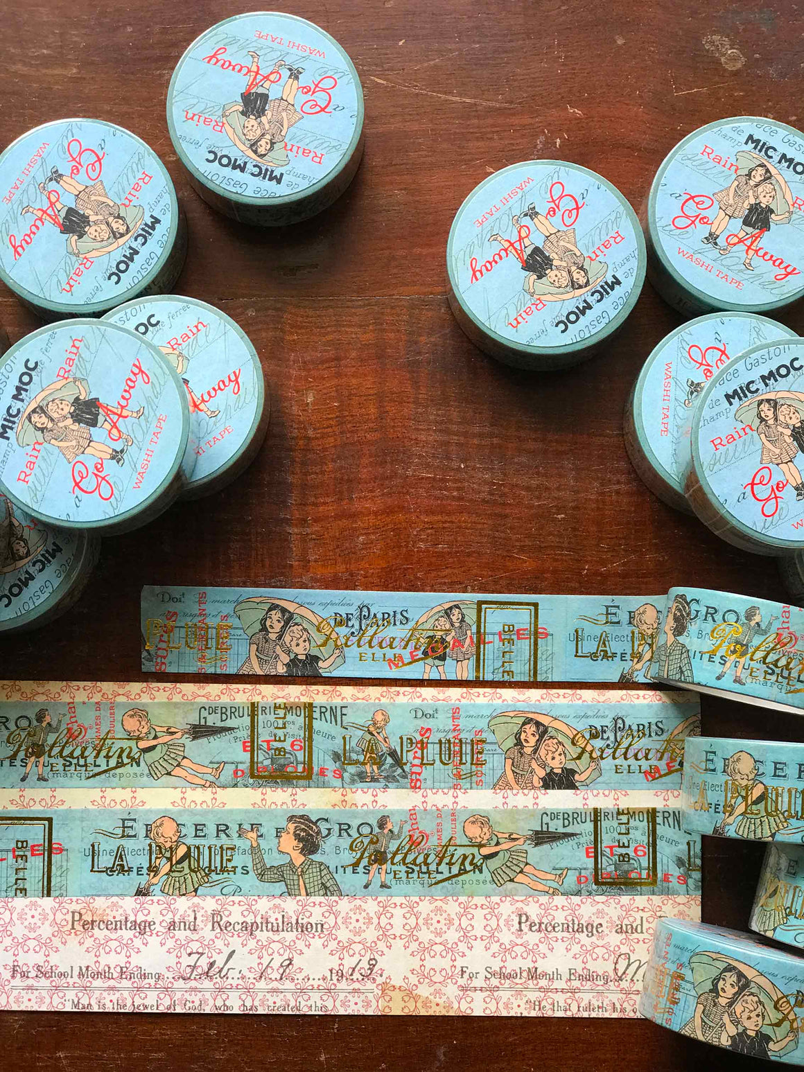 'Rain Rain Go Away' 20MM Gold Foil Washi (Printed) Tape WTG010RRGA20M - by Mic Moc from micmoc.com