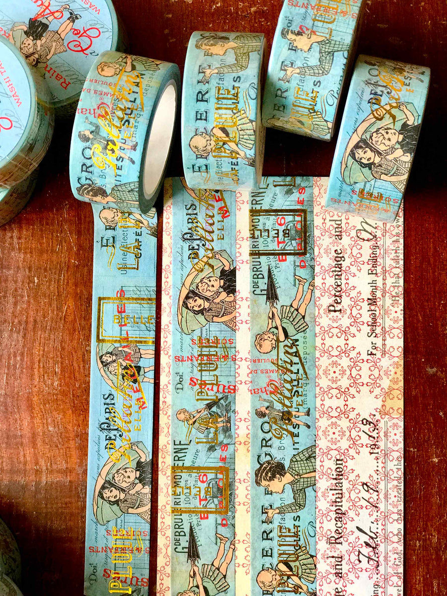 'Rain Rain Go Away' 20MM Gold Foil Washi (Printed) Tape WTG010RRGA20M - by Mic Moc from micmoc.com