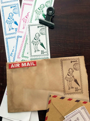 Rainy Day Postage Rubber Stamp by Mic Moc from micmoc.com (郵便切手ハンコ)