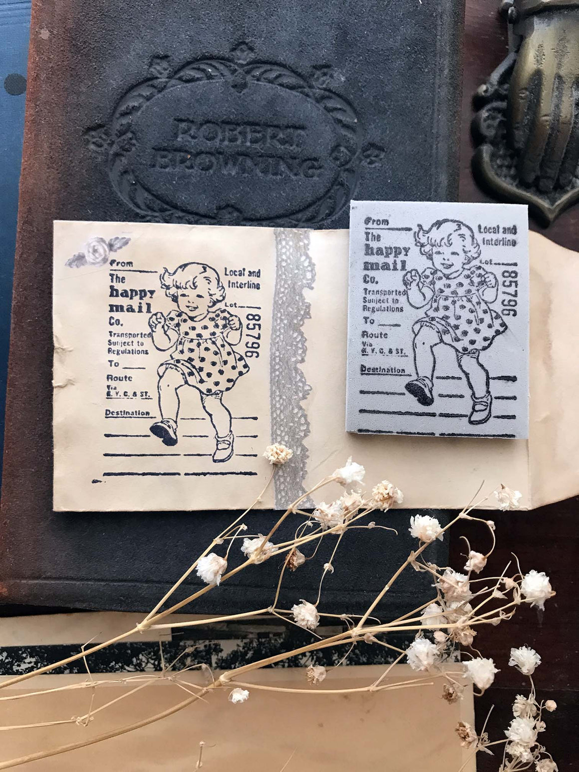 'The Happy Mail Company' Rubber Stamp by Mic Moc from micmoc.com