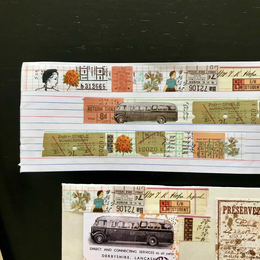 Tickets Please Washi (Printed)Tape WT005TP - by Mic Moc from micmoc.com アンティークスタイルのチケット&女の子 マスキングテープ