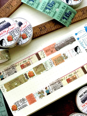 Tickets Please Washi (Printed)Tape WT005TP - by Mic Moc from micmoc.com アンティークスタイルのチケット&女の子 マスキングテープ