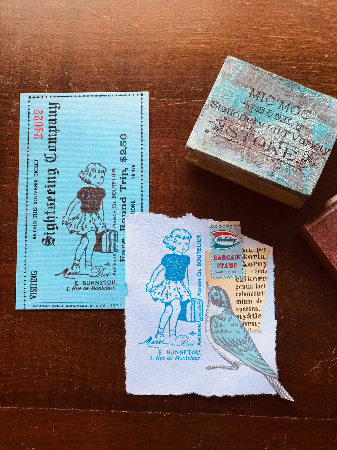 'Little Travel Trunk' Rubber Stamp by Mic Moc