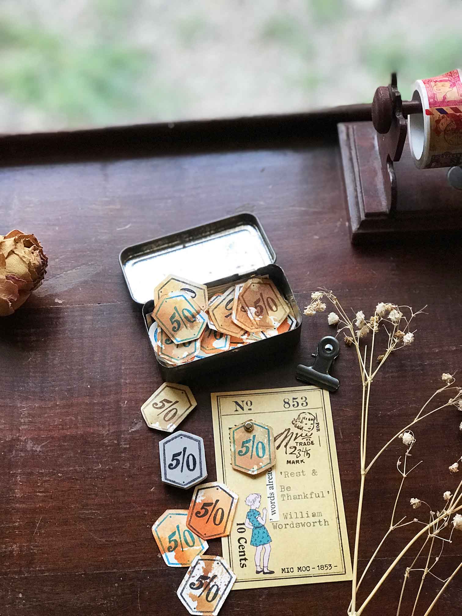 Vintage Number Plate - Diamond (mini) Rubber Stamp - by Mic Moc (ひし形のフレーム番号) at micmoc.com at Mic Moc