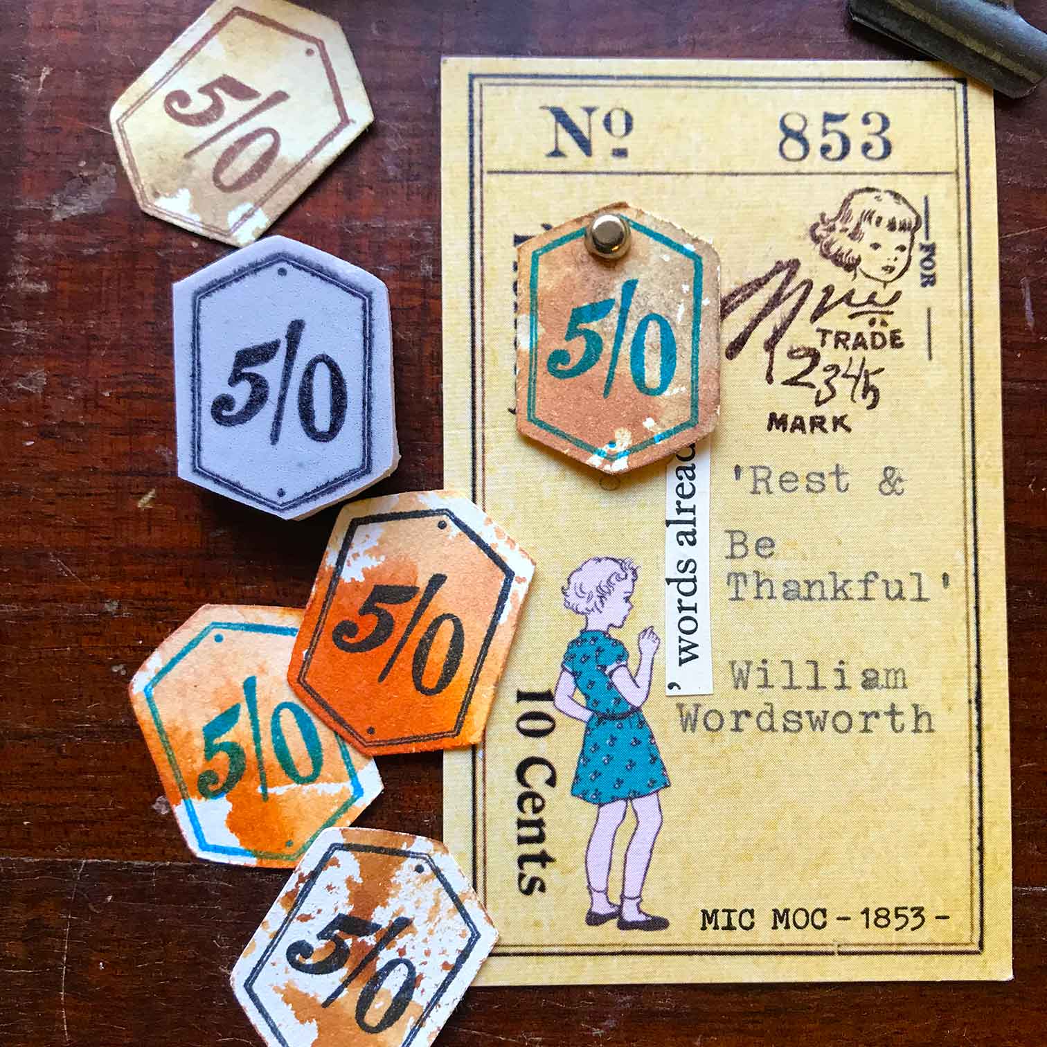 Vintage Number Plate - Diamond (mini) Rubber Stamp - by Mic Moc (ひし形のフレーム番号) at micmoc.com at Mic Moc