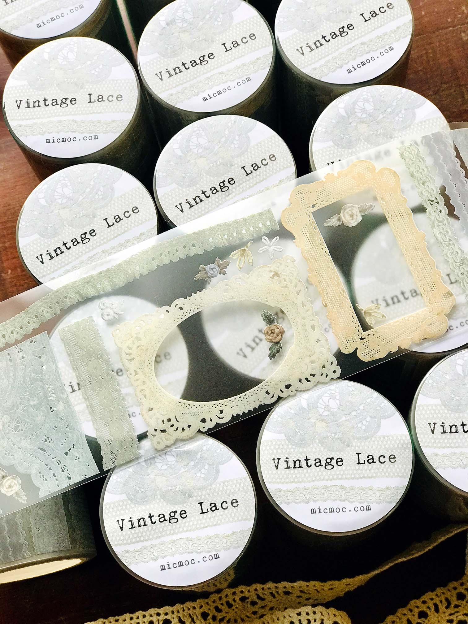 PET Clear Washi Tape 60MM - Vintage Lace ('ヴィンテージレース'和紙)Mic Moc from micmoc.com at Mic Moc