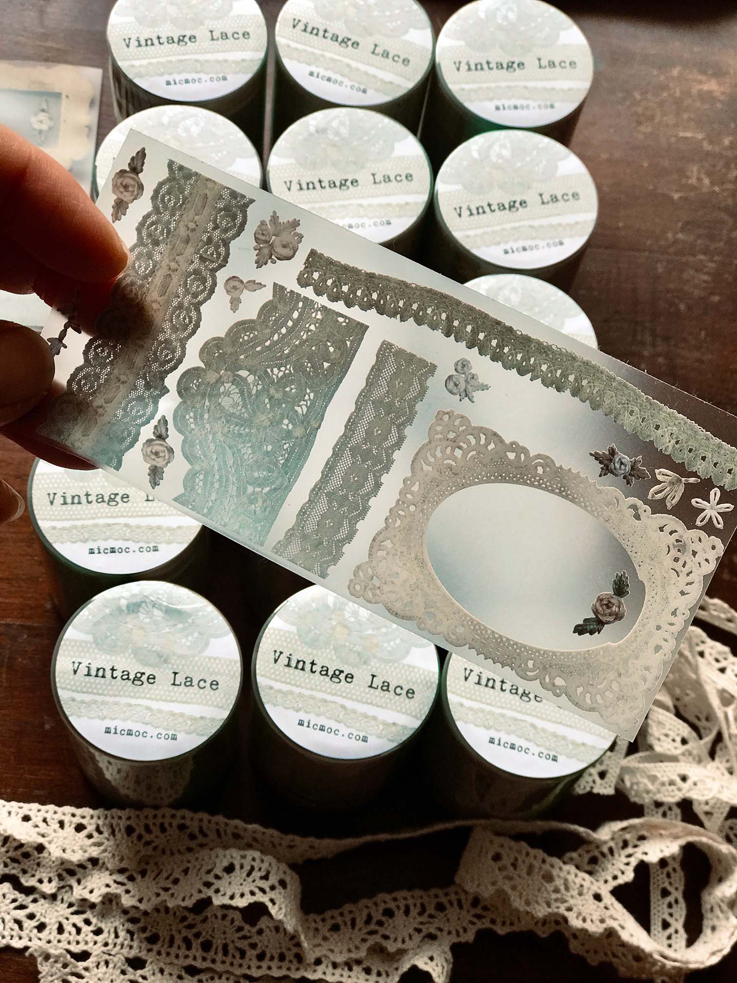 PET Clear Washi Tape 60MM - Vintage Lace ('ヴィンテージレース'和紙)Mic Moc from micmoc.com at Mic Moc