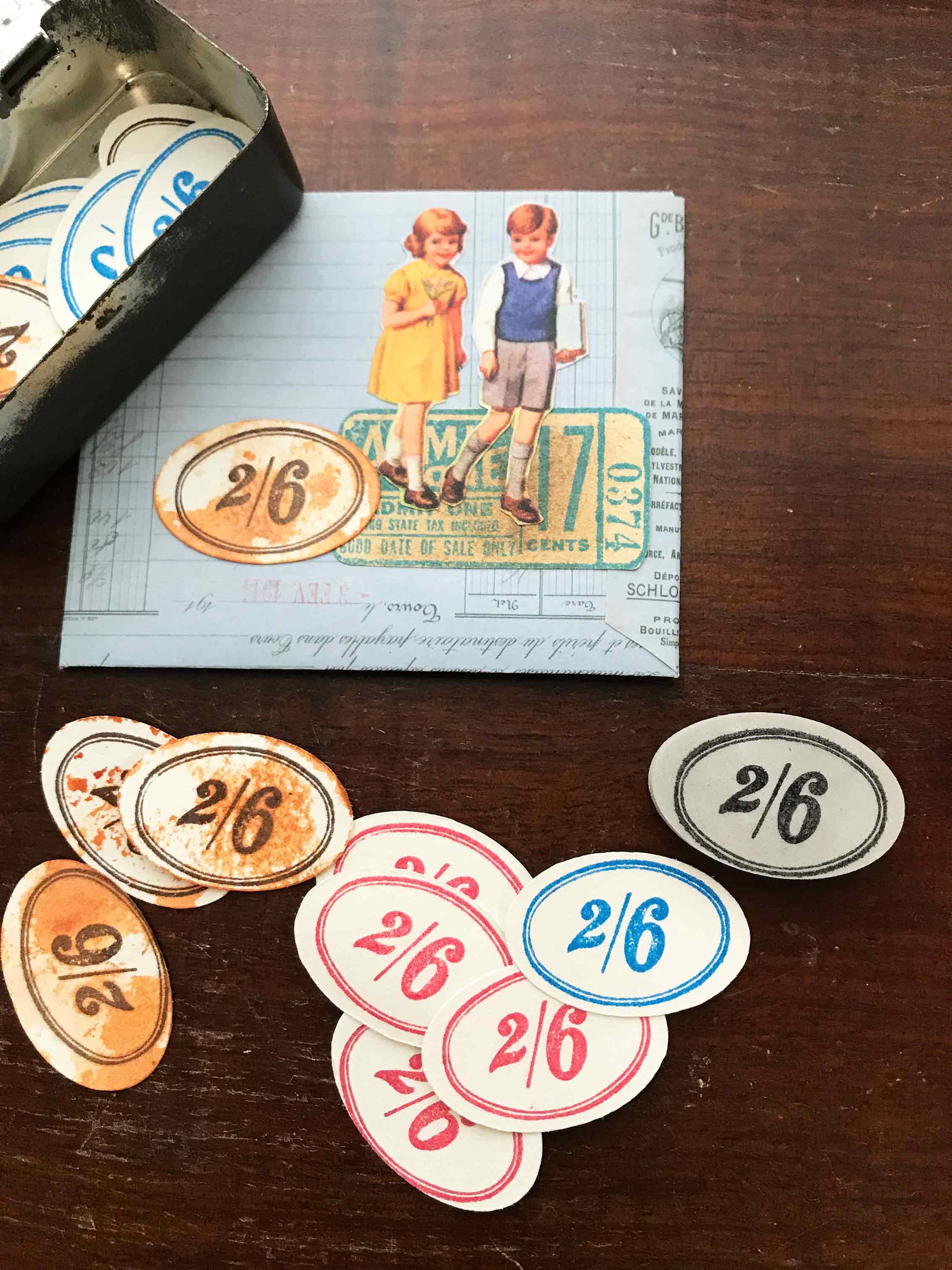 Vintage Number Label - Oval  (mini) Rubber Stamp - by Mic Moc (楕円形のフレーム番号) at micmoc.com at Mic Moc