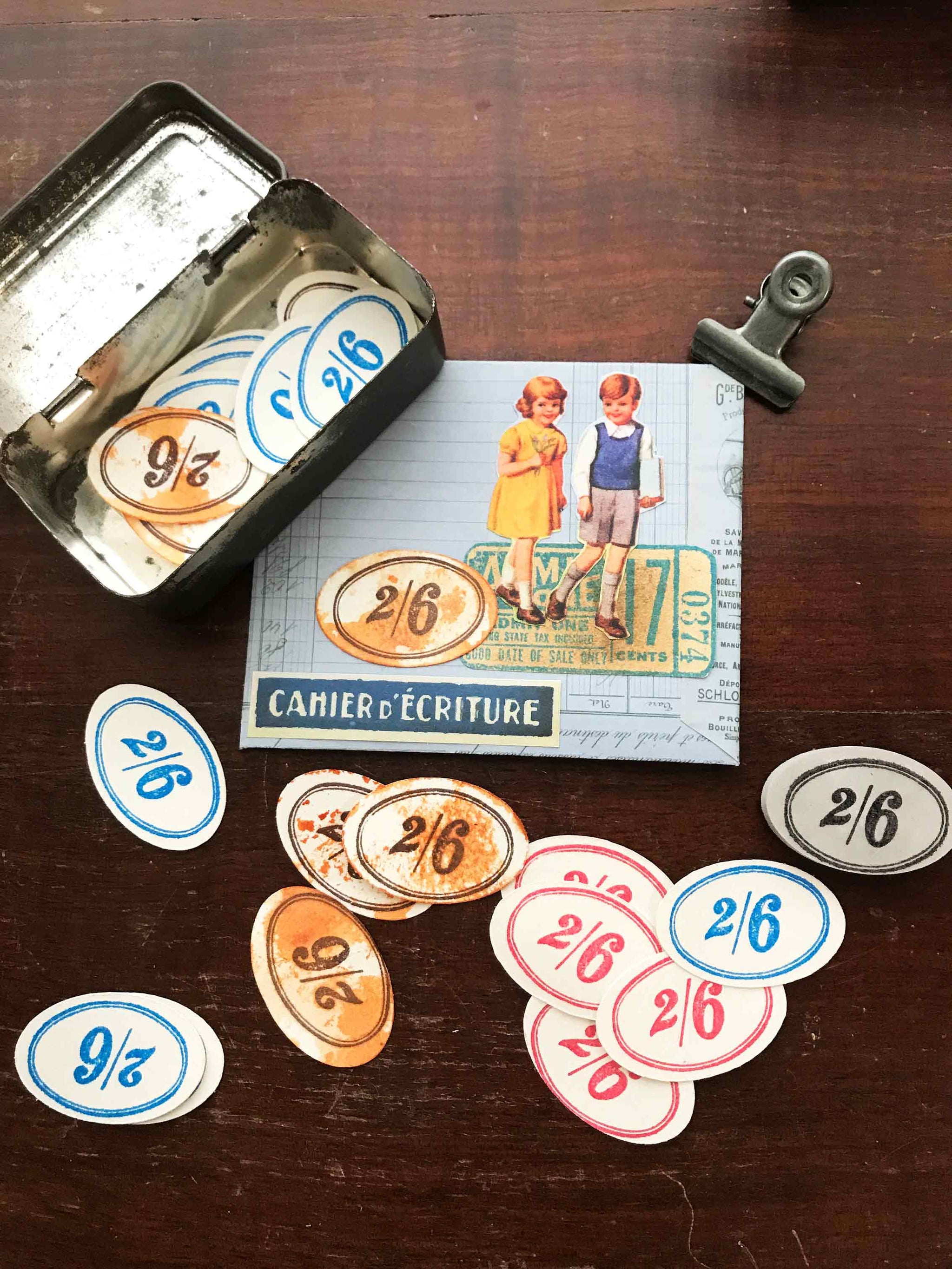 Vintage Number Label - Oval  (mini) Rubber Stamp - by Mic Moc (楕円形のフレーム番号) at micmoc.com at Mic Moc