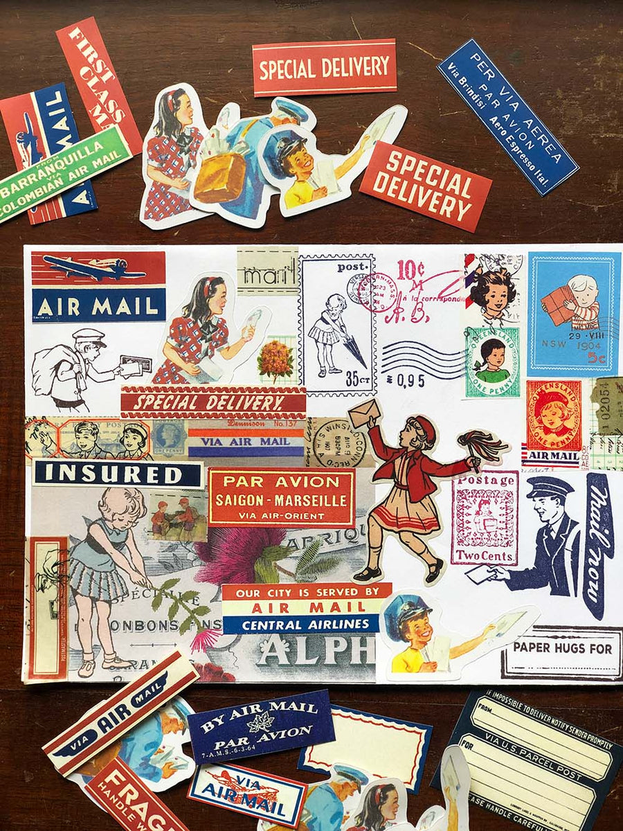 Vintage Postal Stickers - (30 Pc/30個)  '航空便' 貼り紙 by Mic Moc from micmoc.com 