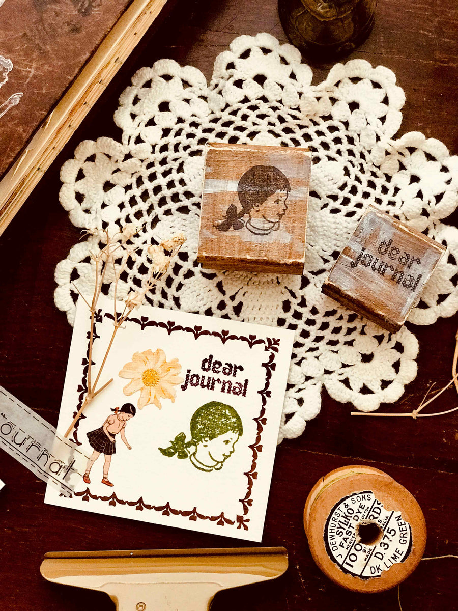 'Dear Journal' Wood Rubber Stamp by Mic Moc