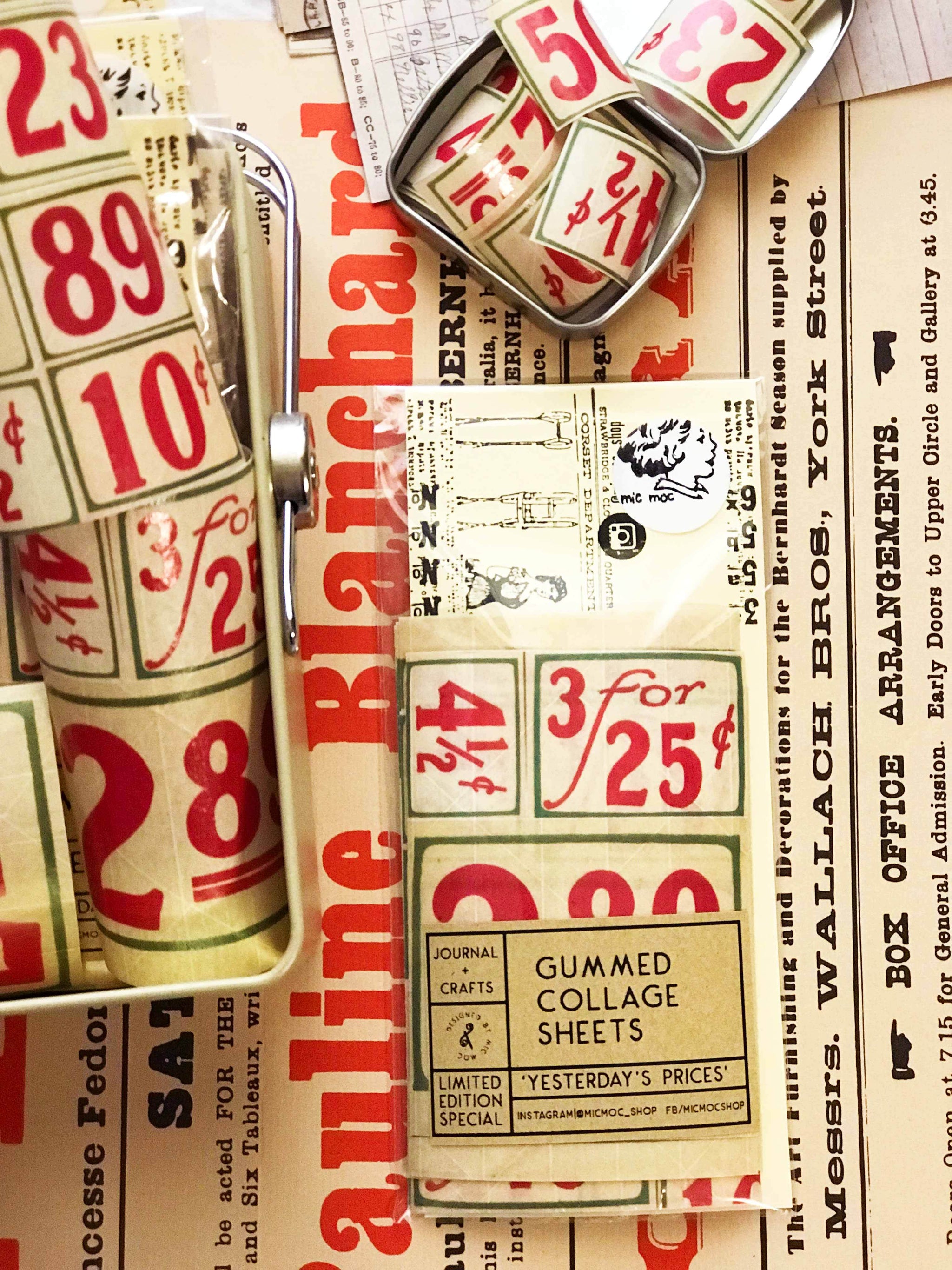 Gummed Collage Sheets - GCS 003 'Yesterday's Prices' from Mic Moc at micmoc.com