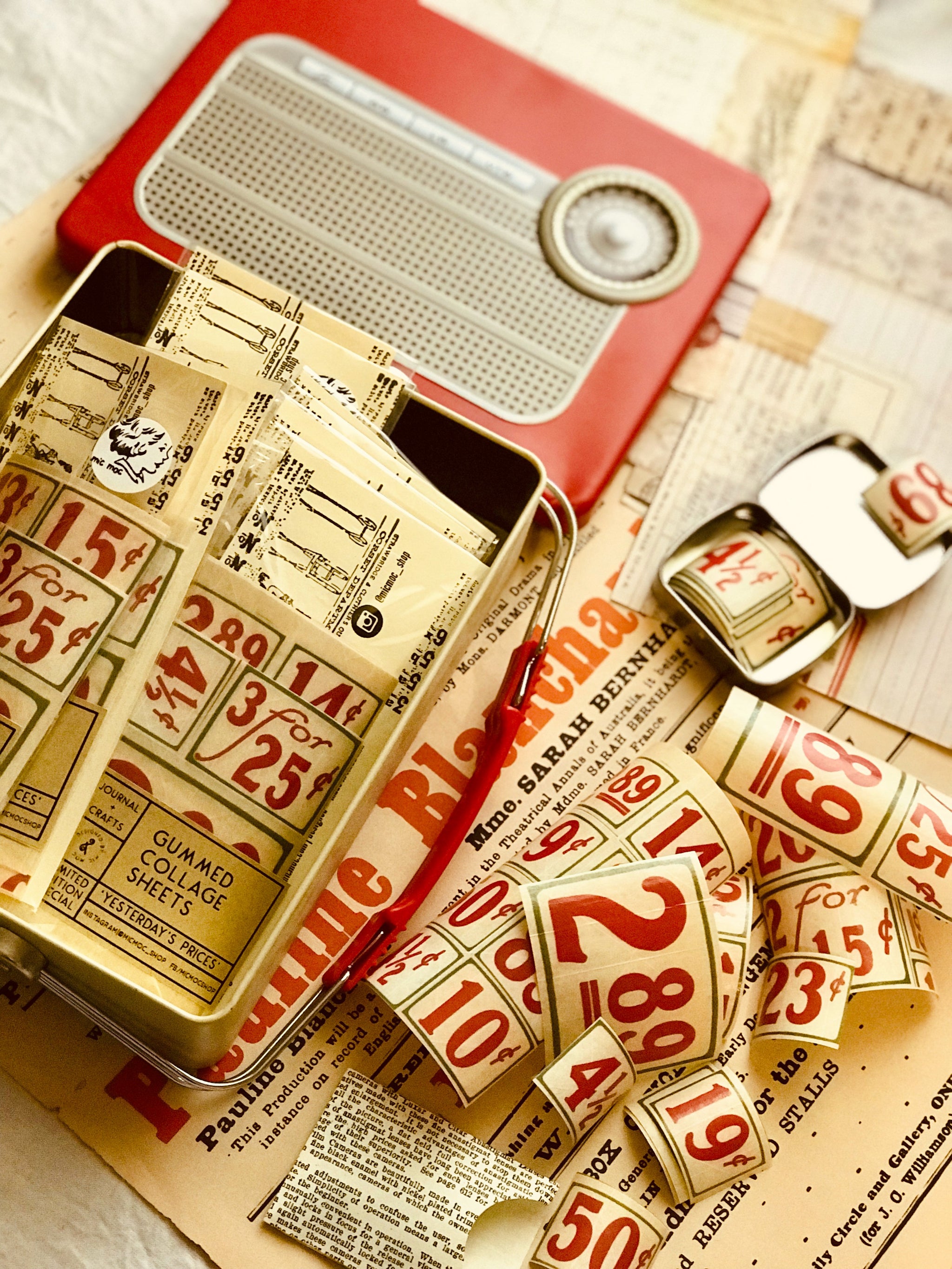 Gummed Collage Sheets - GCS 003 'Yesterday's Prices' from Mic Moc at micmoc.com