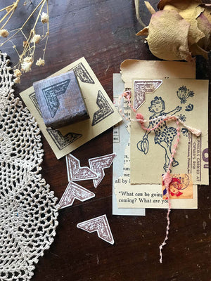 'Antique Album Corner' Wood Rubber Stamp by Mic Moc from micmoc.com