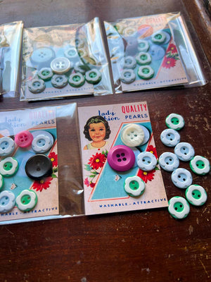 Vintage Buttons - Baby Blue & Retro Green (12Pc/12個) by Mic Moc from micmoc.com 