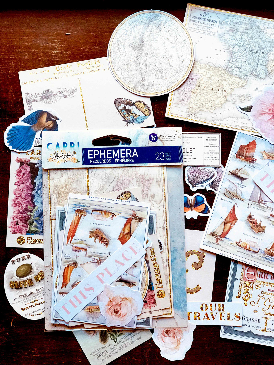 Capri Ephemera Die Cuts with Foil Accents - Prima from micmoc.com at Mic Moc