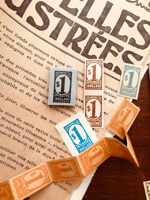Dollar Ticket (チケット $1.00) ハンコ) mini Rubber Stamp - by Mic Moc at micmoc.com at Mic Moc