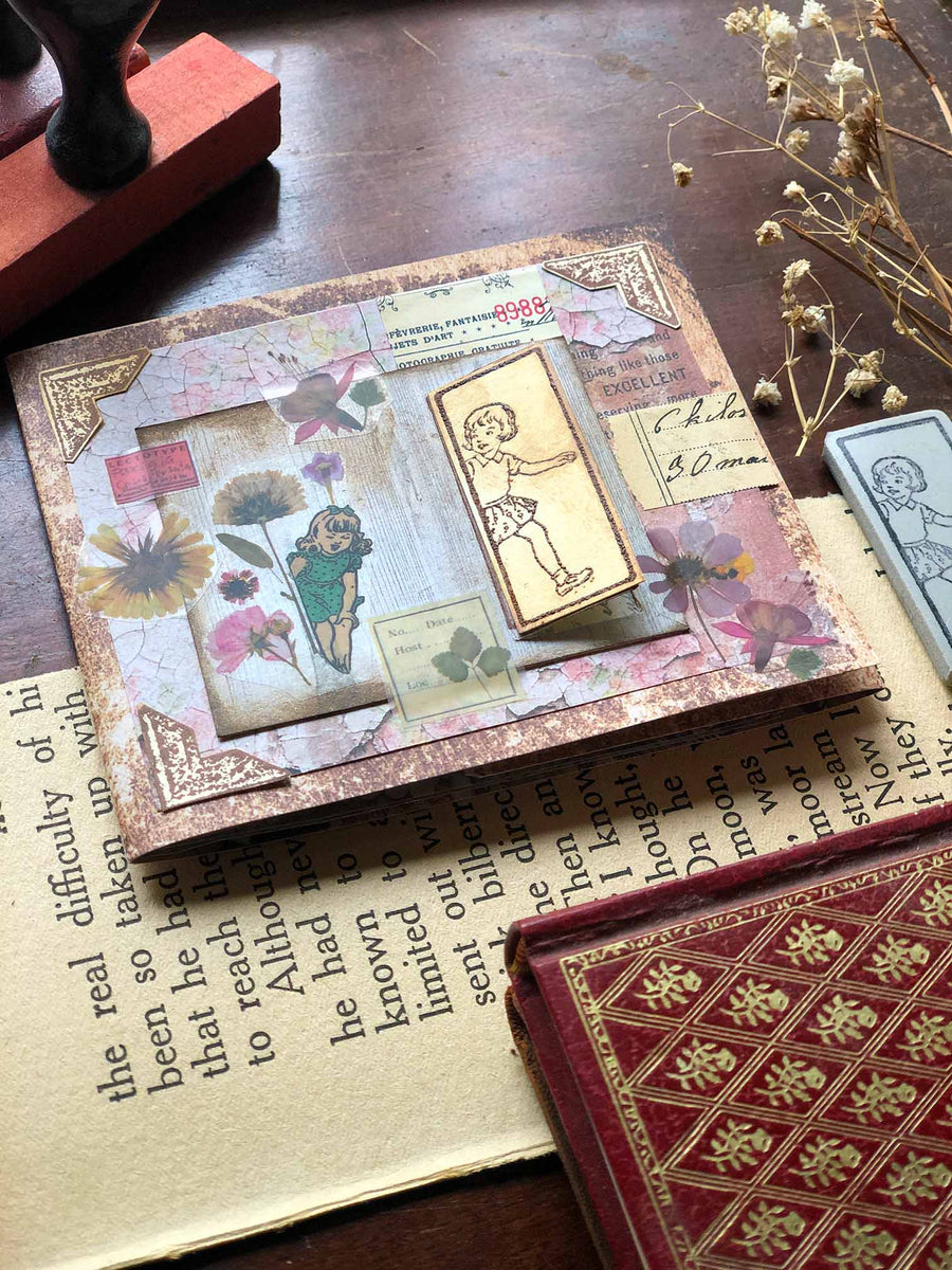 'Doorway Girl' Rubber Stamp by Mic Moc (門前少女ビンテージ童画 ) from micmoc.com