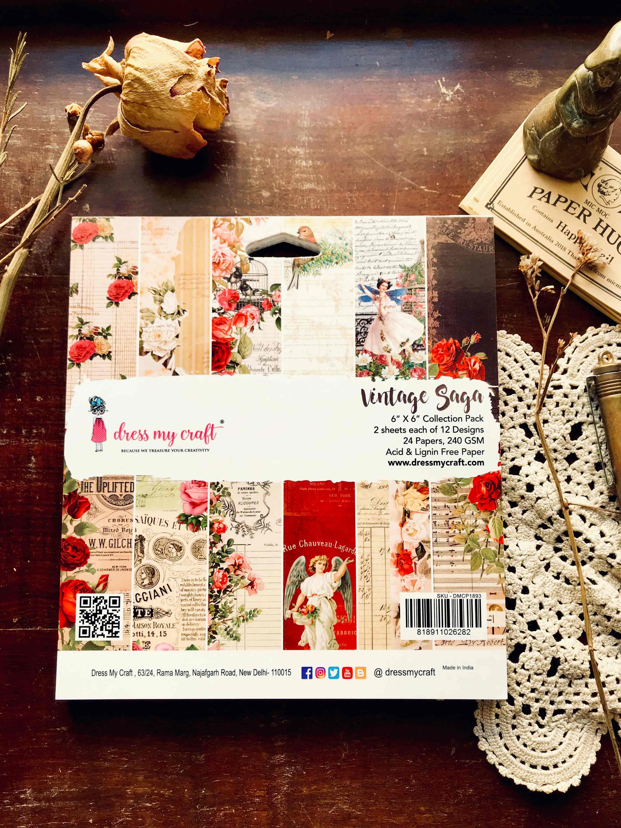 'Vintage Saga' 2-sided 6" x 6" Paper Pad by Dress My Craft from micmoc.com