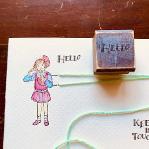 'Hello' (こんにちは) Wood Rubber Stamp by Mic Moc from micmoc.com