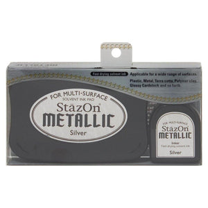 Staz On Metallic Ink Pad - Silver (Ink Set with re-inker) from micmoc.com at Mic Moc Curated Emporium 