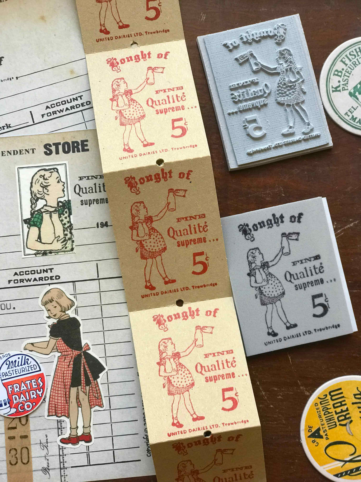 'Milk Girl' Rubber Stamp by Mic Moc (ヴィンテージ牛乳食料雑貨店の女の子)