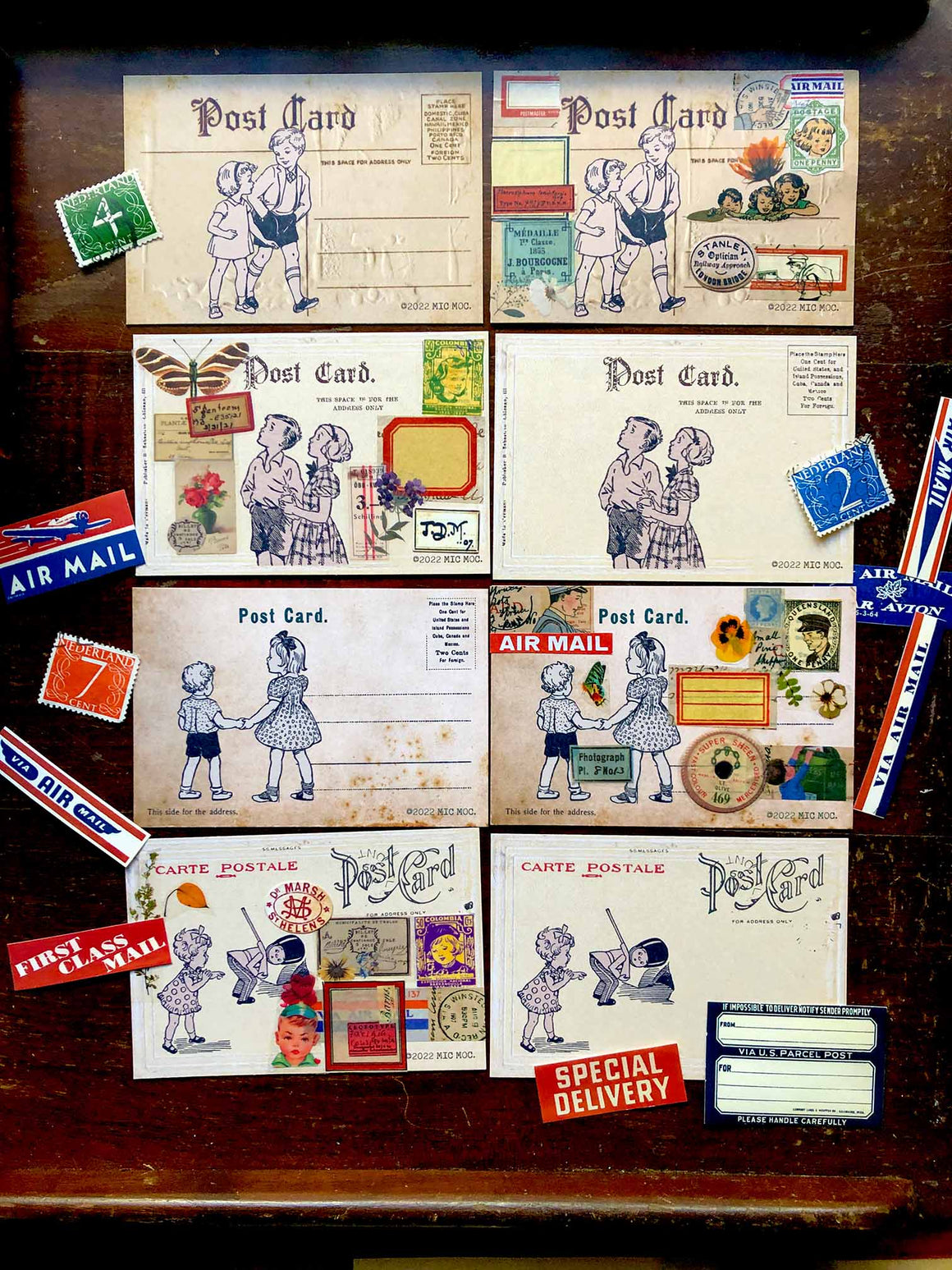 Mini Postcard/Journal Card Set  - JC011 'Petite Carte Postale Deux' (ミニポストカード: ペア) from micmoc.com at Mic Moc 