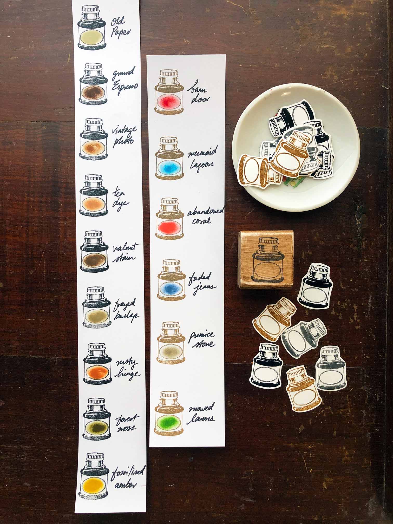 'Mini Vintage Ink Bottle' Wood Rubber Stamp by Mic Moc (アンティークインクボトル)