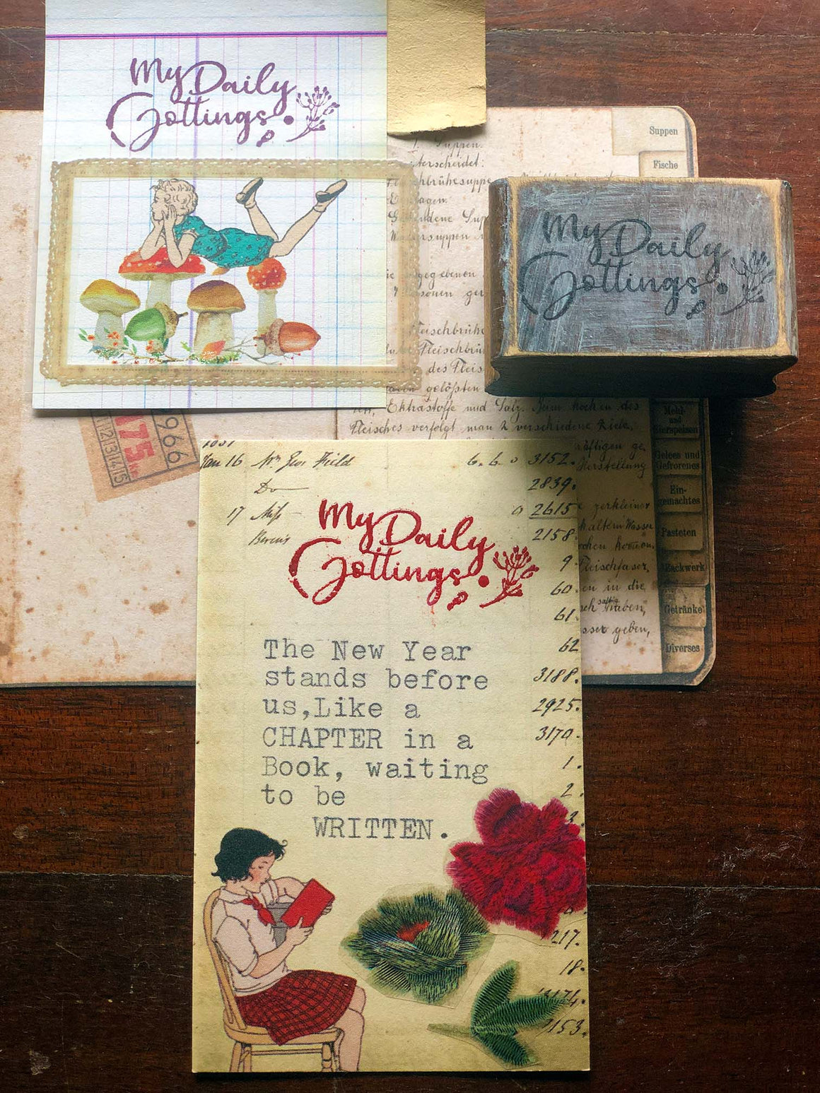 'My Daily Jottings' (Journal Series) Wood Rubber Stamp ('毎日のメモ') by Mic Moc from micmoc.com