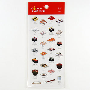 Nihongo Flashcards Clear Sticker Sheet - Sushi