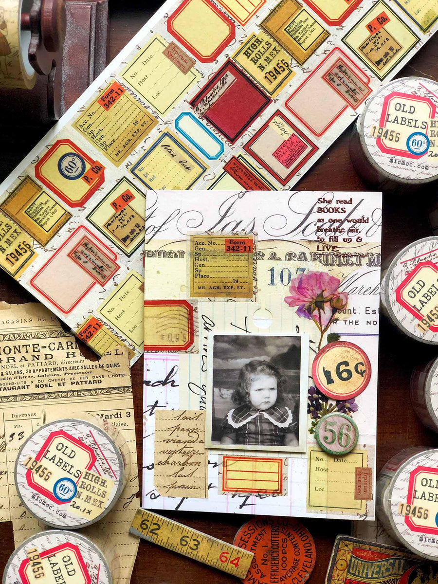 'Old Labels' Washi Tape 30MM - Mic Moc (アンティークラベル和紙)from micmoc.com at Mic Moc
