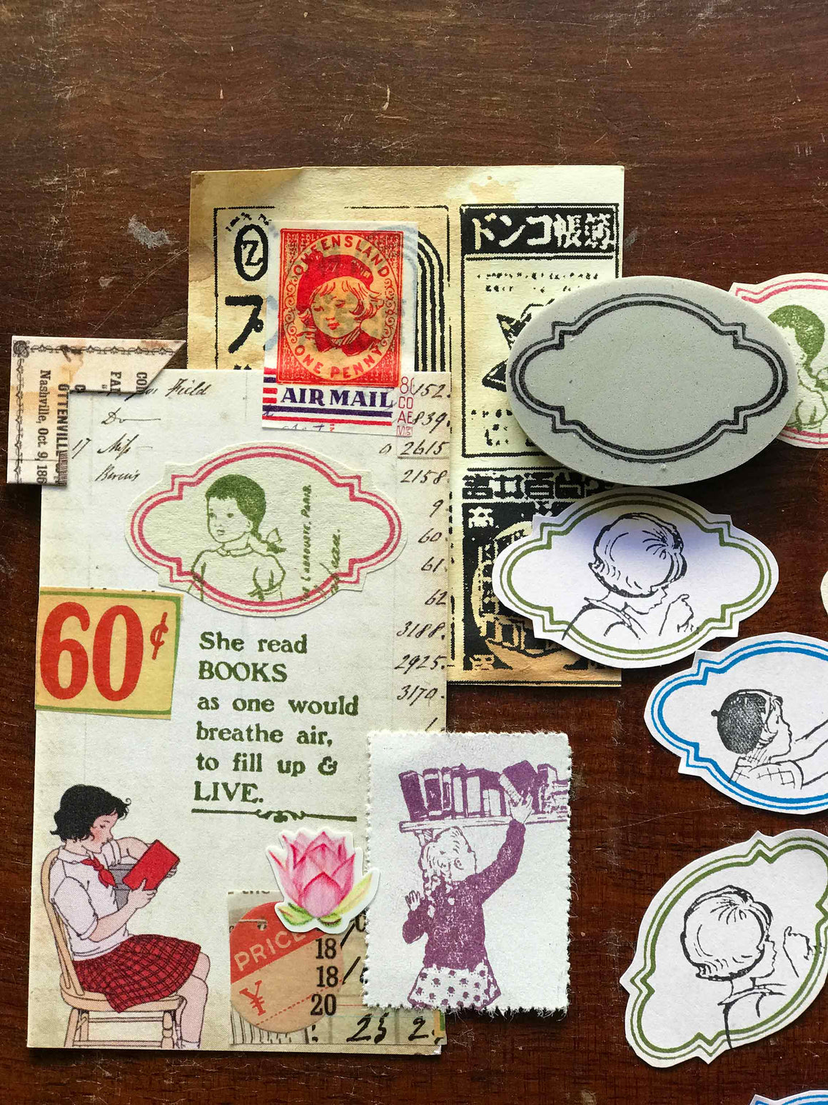 Oval (Flourish) Label Frame Rubber Stamp (楕円形のラベル) - at micmoc.com from Mic Moc