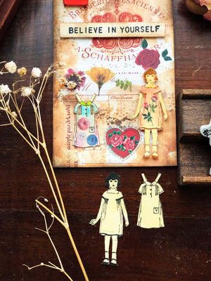 'Paper Doll Dress Set' Rubber Stamp by Mic Moc (紙人形とドレス) from micmoc.com