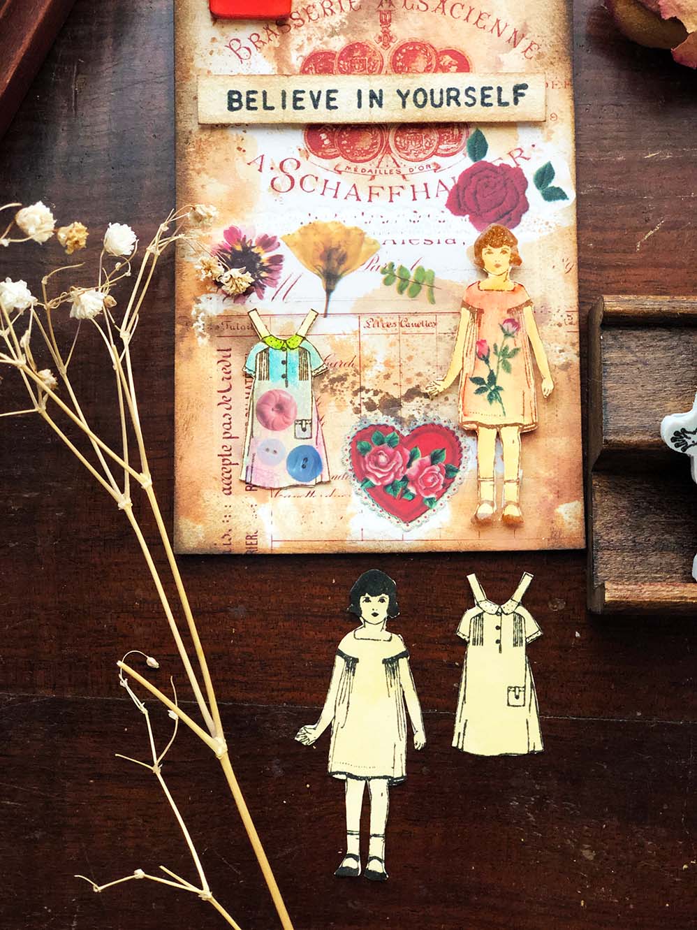 'Paper Doll Dress Set' Rubber Stamp by Mic Moc (紙人形とドレス) from micmoc.com