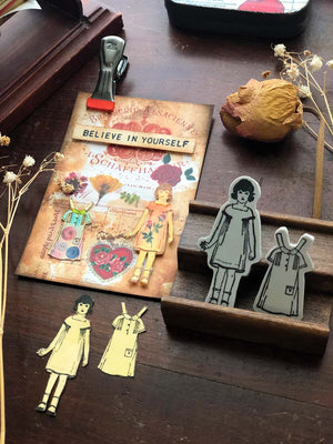 'Paper Doll Dress Set' Rubber Stamp by Mic Moc (紙人形とドレス) from micmoc.com
